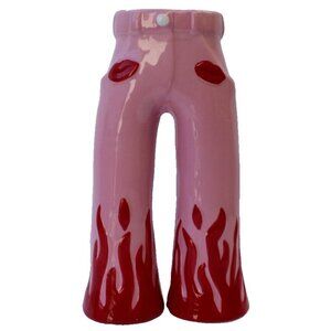 New Pink Red Fire Flame Flare Pants Lips Ceramic Flower Vase Valentine's Day